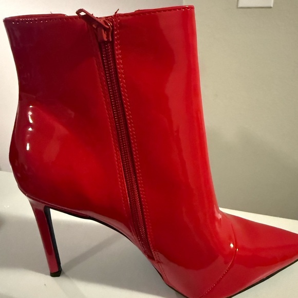 INC Womens Red Comfort Goring Katalina Pointed Toe Stiletto Zip-Up Booties 10.5 - Picture 8 of 12